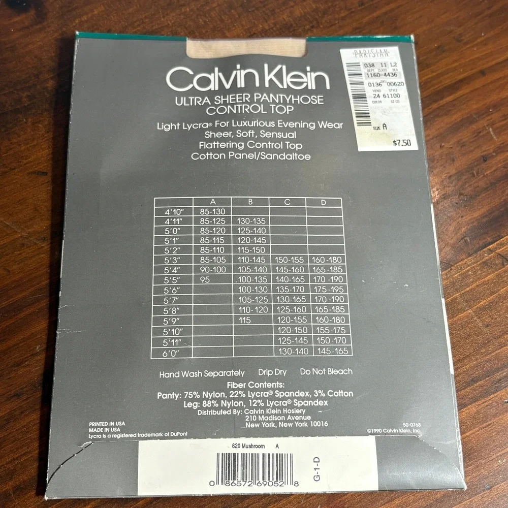 Calvin Klein Pantyhose Women Size A Mushroom Ultra Sheer Control Top 620 Vintage